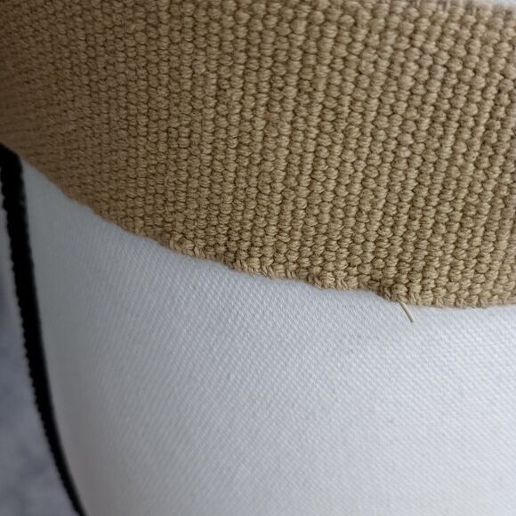 Vintage Omega Arrowhead Stretch Belt  Beige Art Ornate Metal Leather Buckle LG - Picture 3 of 5